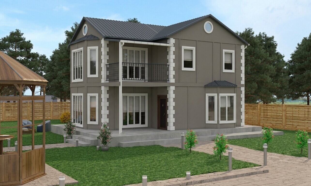 çift katlı prefabrik ev