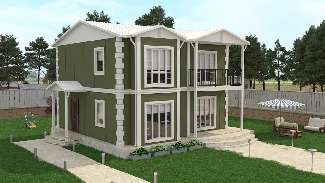 çift katlı prefabrik ev