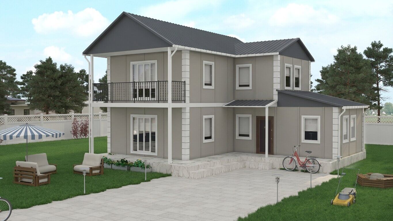 çift katlı prefabrik ev